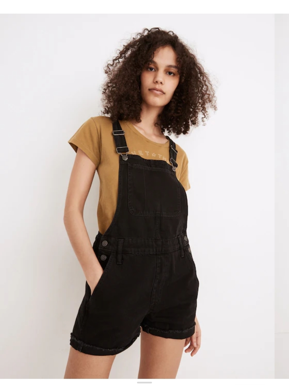 Madewell Black Denim Short Overalls XL
